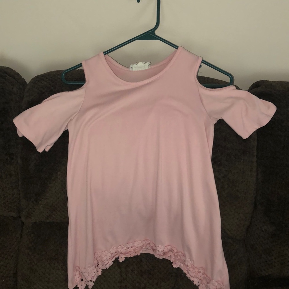 Pink open sholder tee shirt